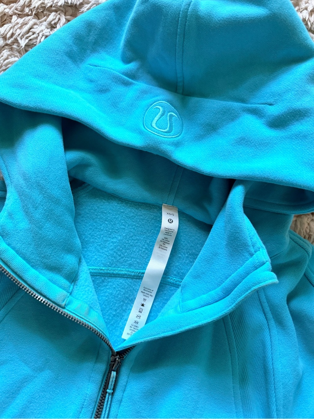 Electric Turquoise Scuba Oversized 1/2 Zip Hoodie Lululemon - Picture 5 of 8
